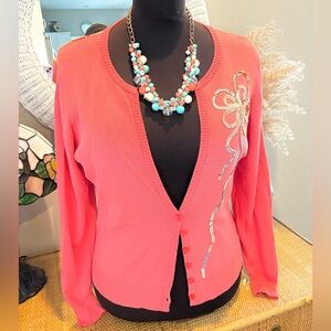 Simon Chang cardigan with sheer printed back new without tags!